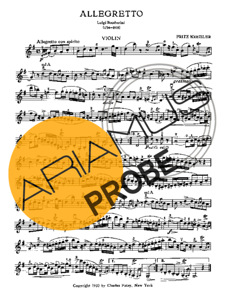 Fritz Kreisler Allegretto Boccherini score for Geigen
