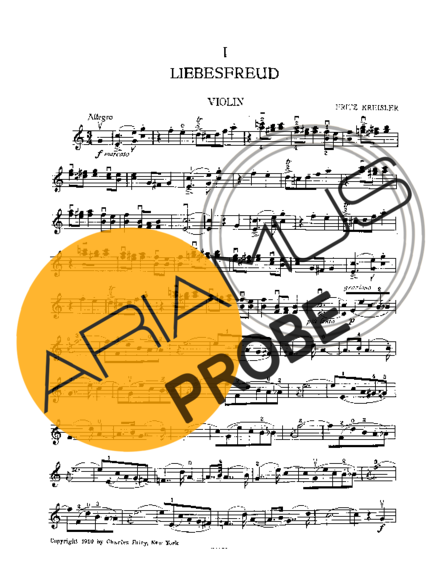 Fritz Kreisler Liebesfreud score for Geigen