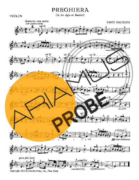 Fritz Kreisler Preghiera score for Geigen