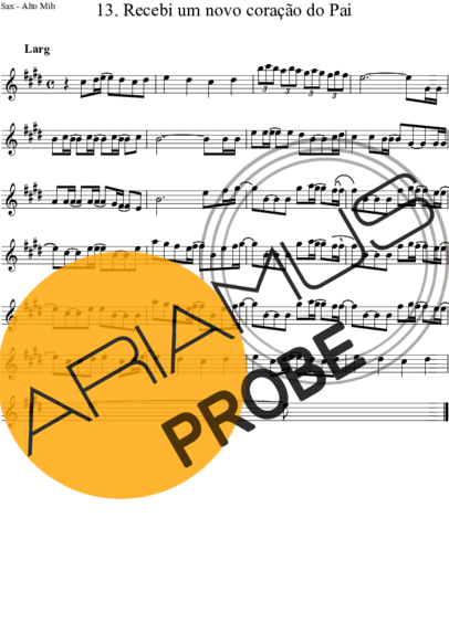 Frutos do Espírito Recebi Um Novo Coração do Pai score for Alt-Saxophon