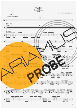 George Michael Faith score for Schlagzeug