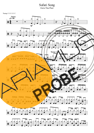 Greta Van Fleet Safari Song Partituren für Schlagzeug