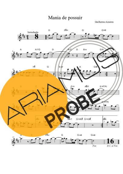 Guilherme Arantes Mania de Possuir score for Alt-Saxophon
