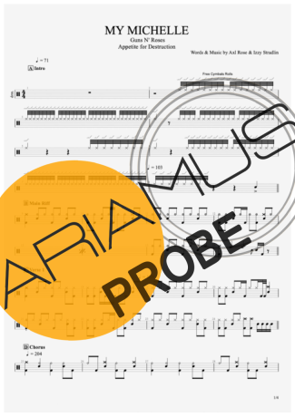 Guns N Roses My Michelle score for Schlagzeug