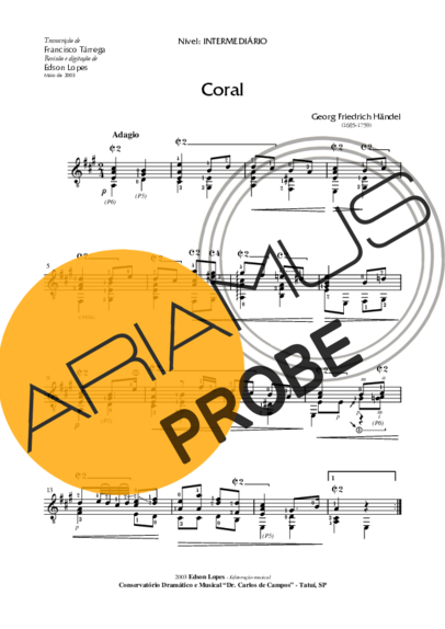 Handel Coral score for Akustische Gitarre