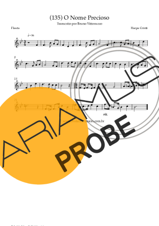 Harpa Cristã (135) O Nome Precioso score for Floete