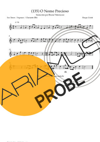 Harpa Cristã (135) O Nome Precioso score for Tenor-Saxophon Sopran (Bb)