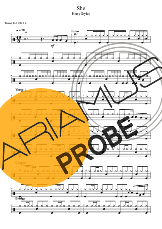 Harry Styles She score for Schlagzeug