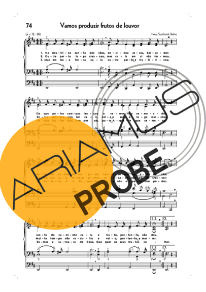 Hinário CCB (74) Vamos Produzir Frutos De Louvor score for Orgel
