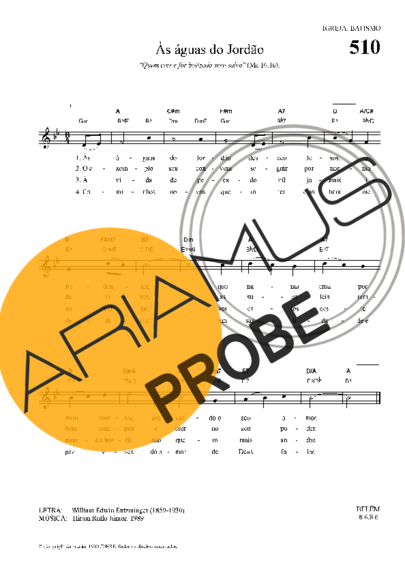 Hinário Para o Culto Cristão As águas Do Jordão score for Keys