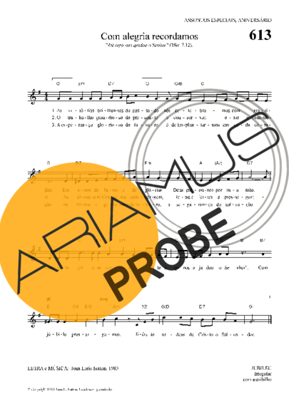 Hinário Para o Culto Cristão Com Alegria Recordamos score for Keys