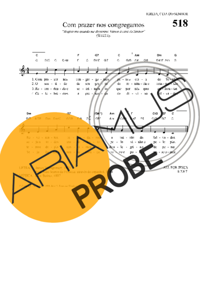 Hinário Para o Culto Cristão Com Prazer Nos Congregamos score for Keys