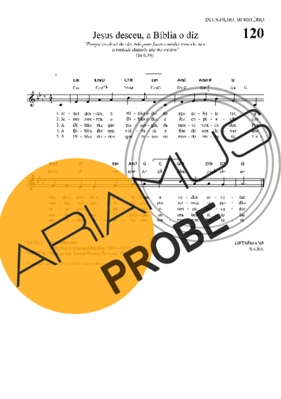 Hinário Para o Culto Cristão Jesus Desceu A Bíblia O Diz score for Keys