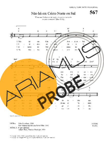 Hinário Para o Culto Cristão Não Há Cristo Norte Ou Sul score for Keys