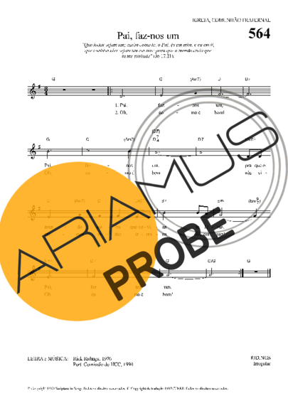 Hinário Para o Culto Cristão Pai Faz-nos Um score for Keys