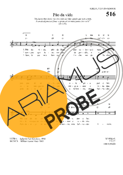 Hinário Para o Culto Cristão Pão Da Vida score for Keys