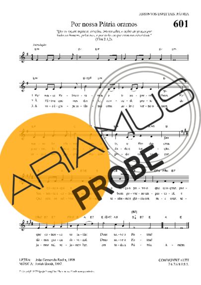 Hinário Para o Culto Cristão Por Nossa Pátria Oramos score for Keys