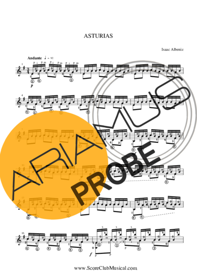 Isaac Albéniz Asturias score for Akustische Gitarre