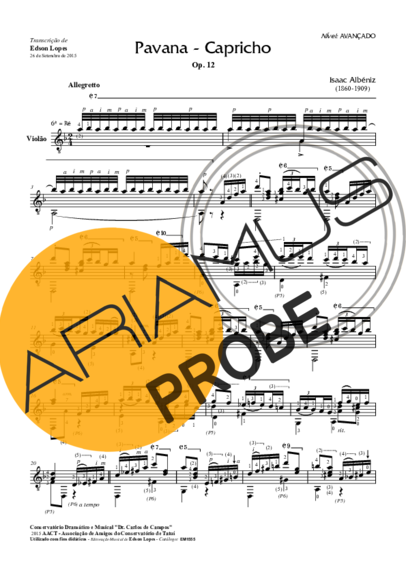 Isaac Albéniz Pavana - Capricho Op. 12 score for Akustische Gitarre