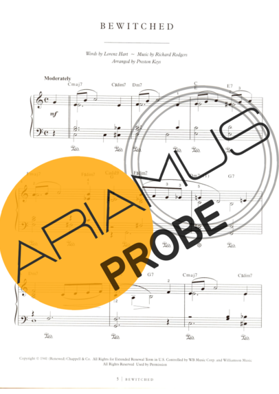 Jazz Standard Bewitched score for Klavier