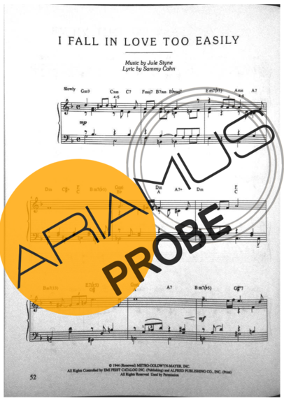 Jazz Standard I Fall In Love Too Easily score for Klavier