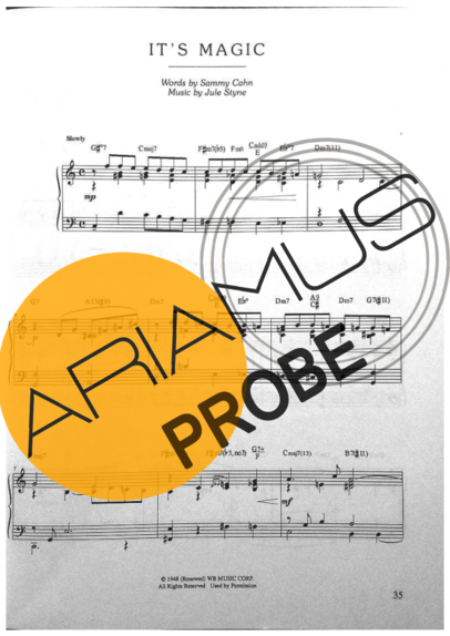 Jazz Standard Its Magic score for Klavier