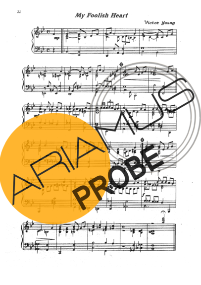 Jazz Standard My Foolish Heart score for Klavier