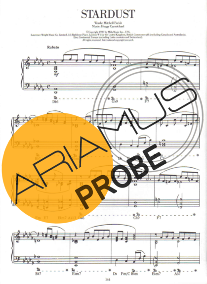 Jazz Standard Stardust score for Klavier