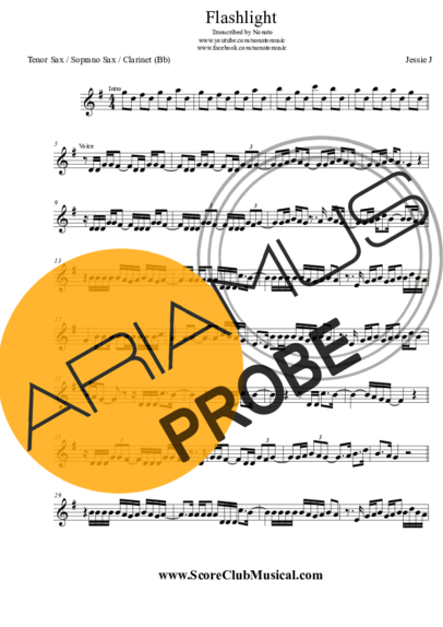 Jessie J. Flashlight score for Tenor-Saxophon Sopran (Bb)