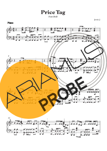 Jessie J. Price Tag (feat BoB)  score for Klavier