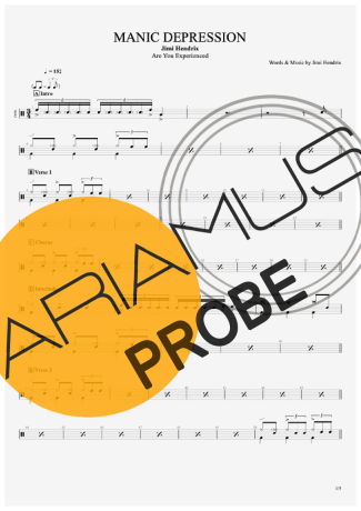 Jimi Hendrix Manic Depression score for Schlagzeug