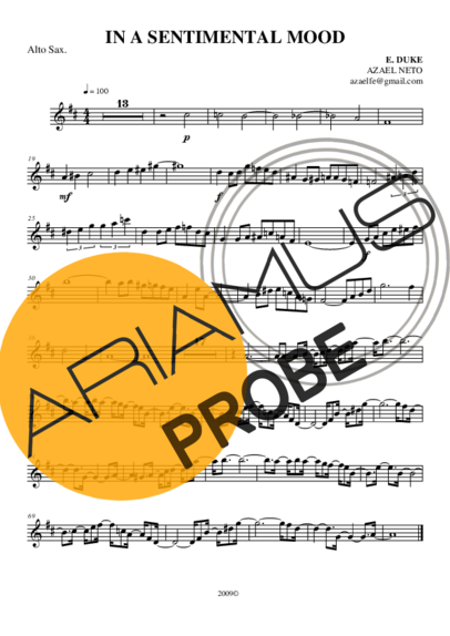 John Coltrane In a Sentimental Mood score for Alt-Saxophon