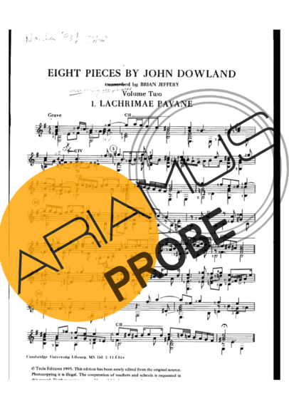 John Dowland Lachrimae Pavane score for Akustische Gitarre
