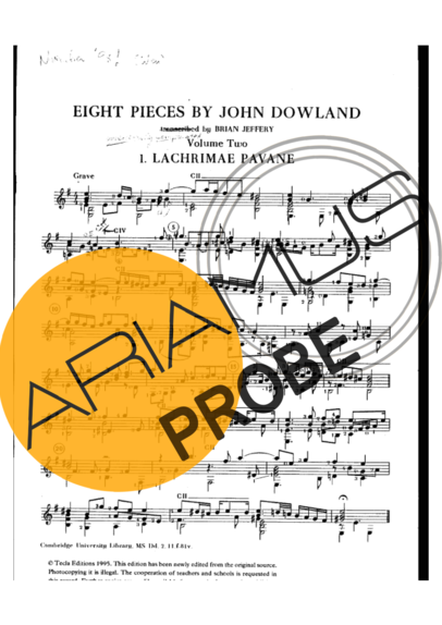 John Dowland Lachrimae Pavane score for Akustische Gitarre