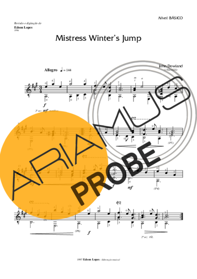 John Dowland Mistress Winters Jump score for Akustische Gitarre