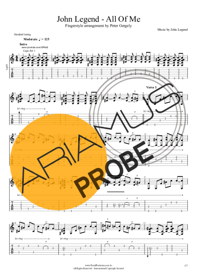 John Legend All Of Me score for Akustische Gitarre