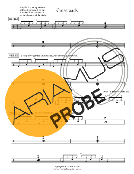 John Mayer Crossroads score for Schlagzeug