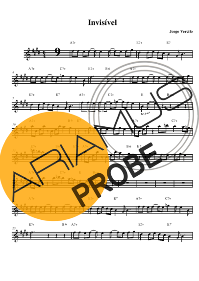 Jorge Vercillo Invisível score for Alt-Saxophon