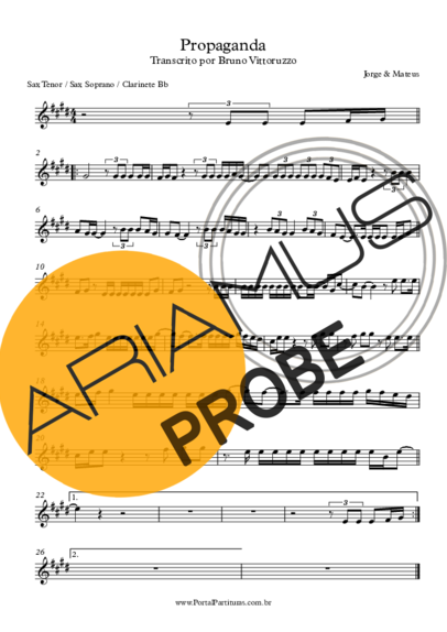 Jorge e Mateus Propaganda score for Tenor-Saxophon Sopran (Bb)