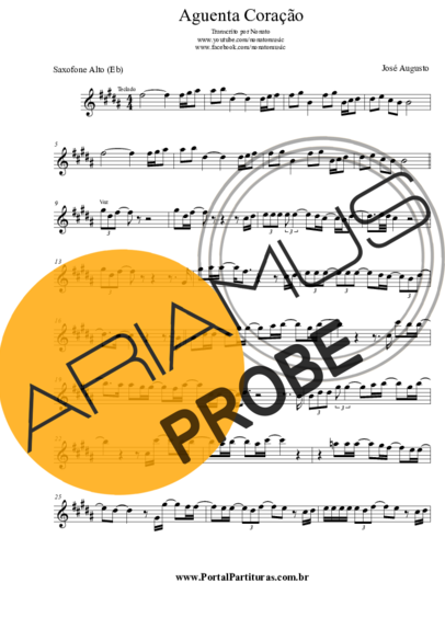 José Augusto Aguenta Coração score for Alt-Saxophon