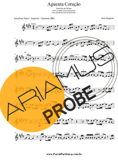 José Augusto Aguenta Coração score for Tenor-Saxophon Sopran (Bb)