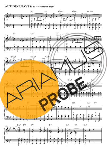 Joseph Kosma Autumn Leaves score for Akkordeon