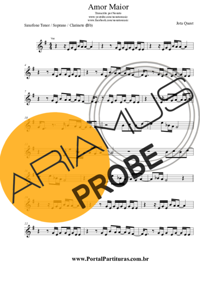 Jota Quest Amor Maior score for Tenor-Saxophon Sopran (Bb)