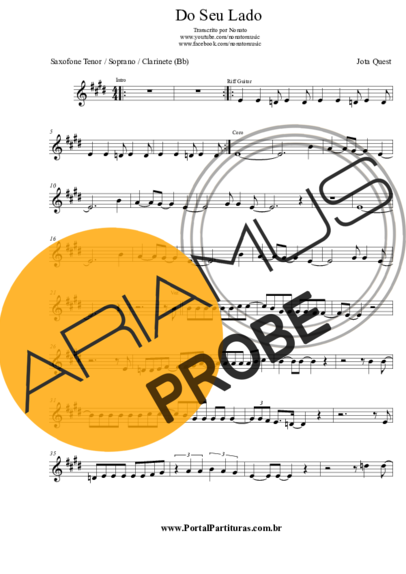 Jota Quest Do Seu Lado score for Tenor-Saxophon Sopran (Bb)