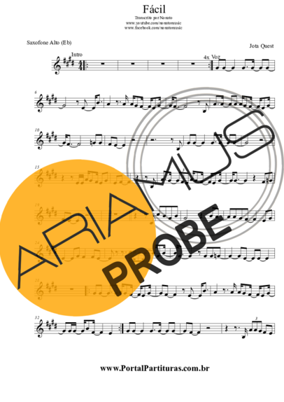 Jota Quest Fácil score for Alt-Saxophon