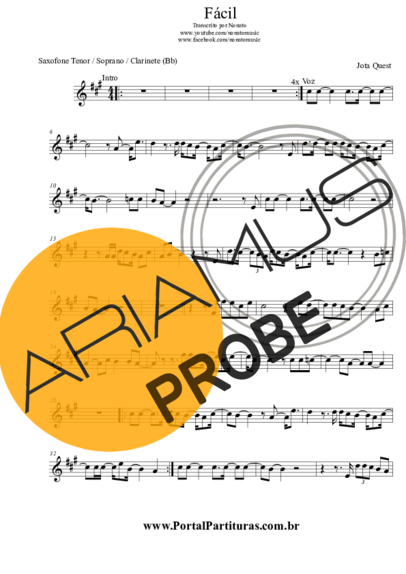 Jota Quest Fácil score for Tenor-Saxophon Sopran (Bb)