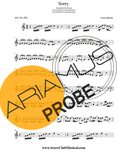 Justin Bieber Sorry score for Alt-Saxophon