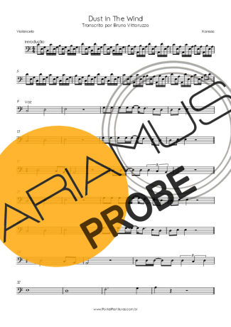 Kansas Dust In The Wind score for Cello