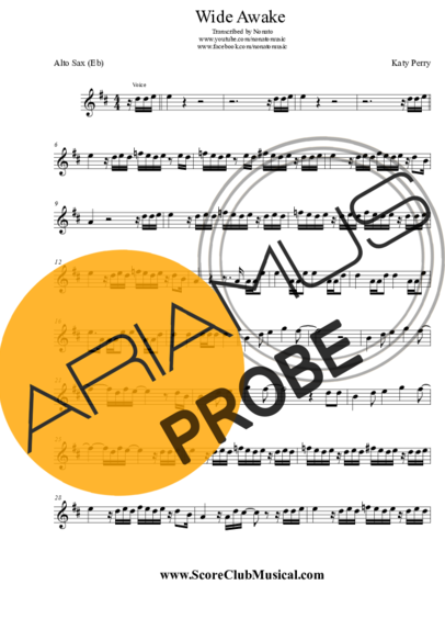 Katy Perry Wide Awake score for Alt-Saxophon