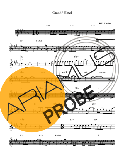 Kid Abelha Grand Hotel score for Tenor-Saxophon Sopran (Bb)